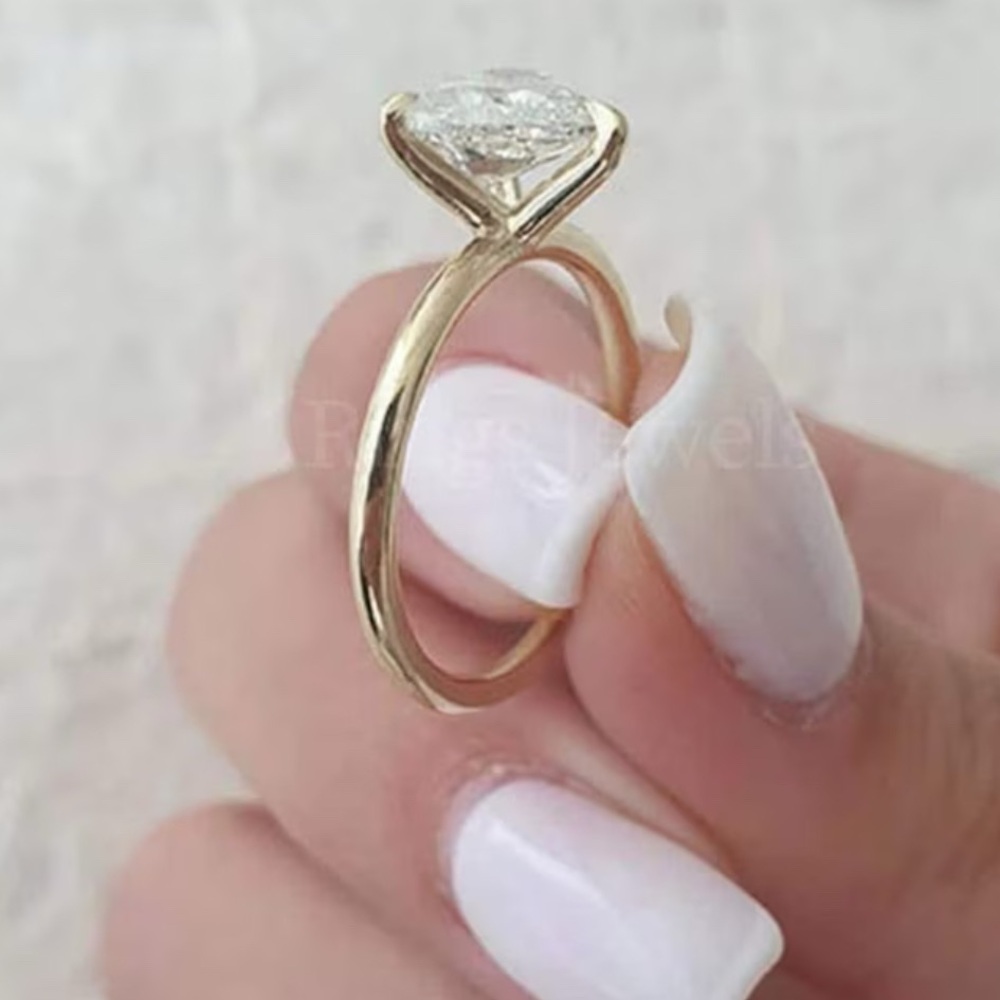 Romantic 14k Gold Plated Heart-Shaped CZ Diamond Ring. New. - Picture 6 of 15
